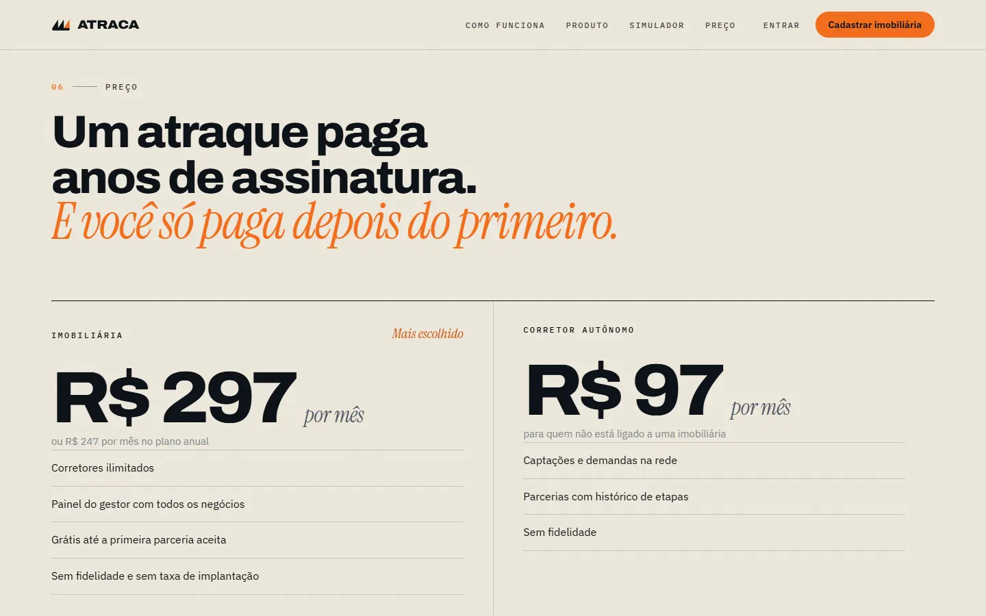 Tela 3 do site ATRACA