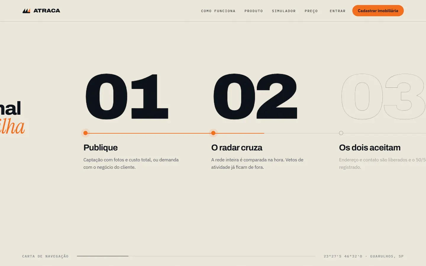 Tela 1 do site ATRACA