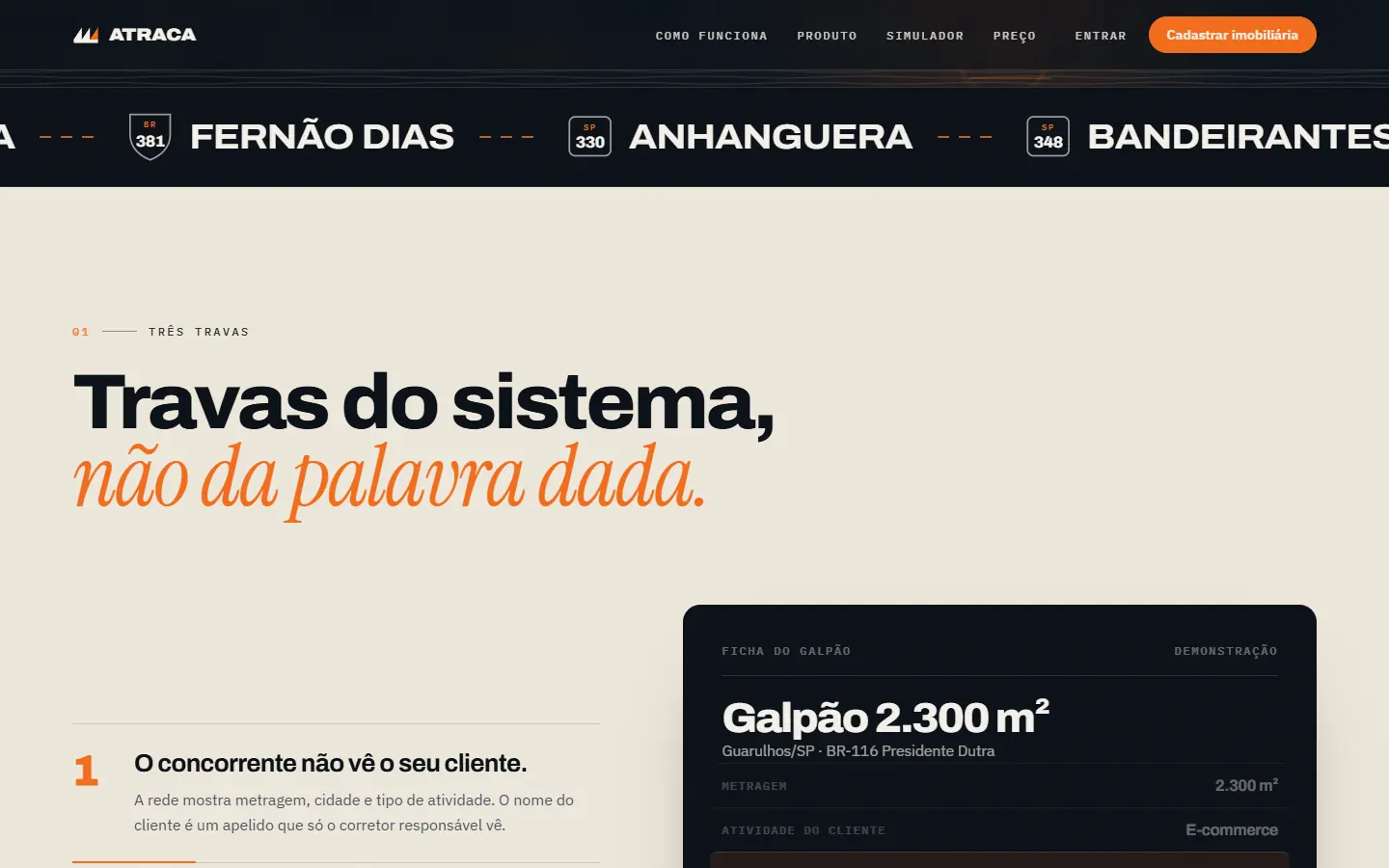 Outro detalhe do site ATRACA
