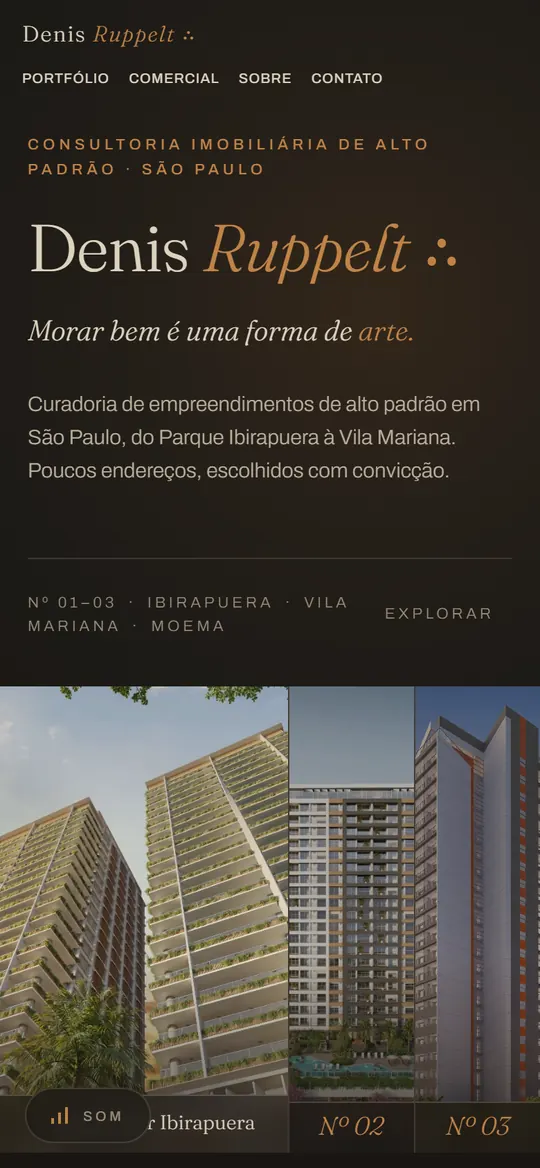 Tela mobile do site Denis Ruppelt