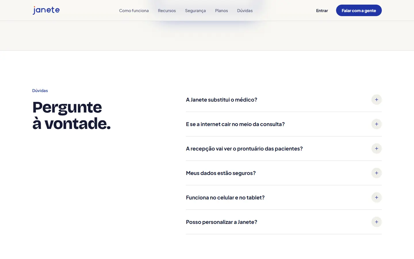 Tela 3 do site Janete AI