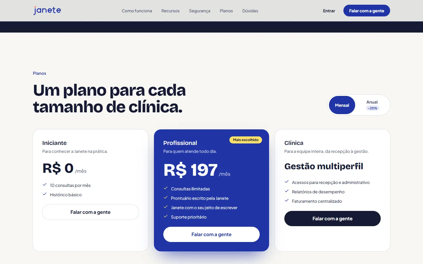 Tela 2 do site Janete AI