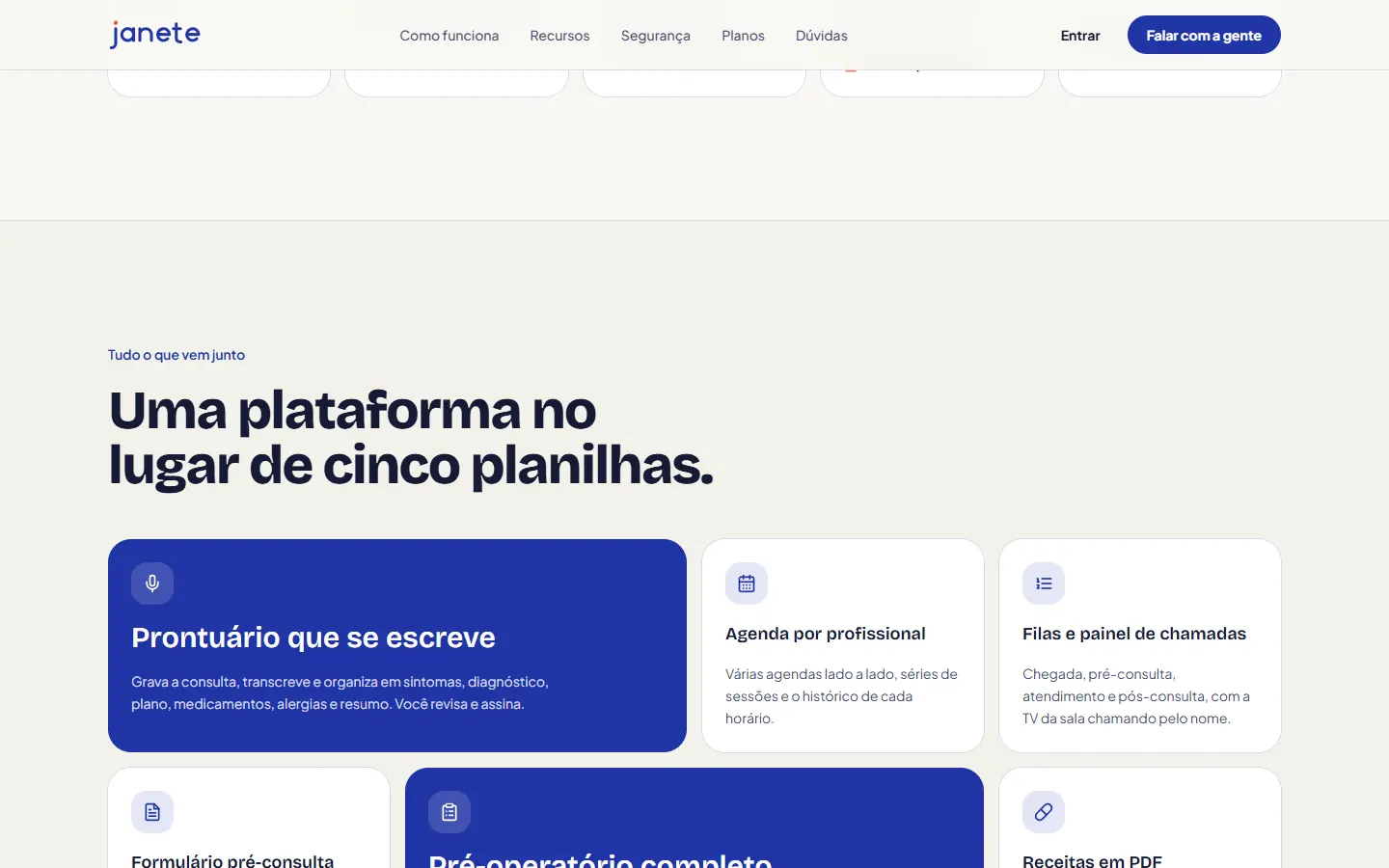 Tela 1 do site Janete AI