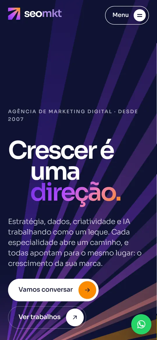 Tela mobile do site seomkt